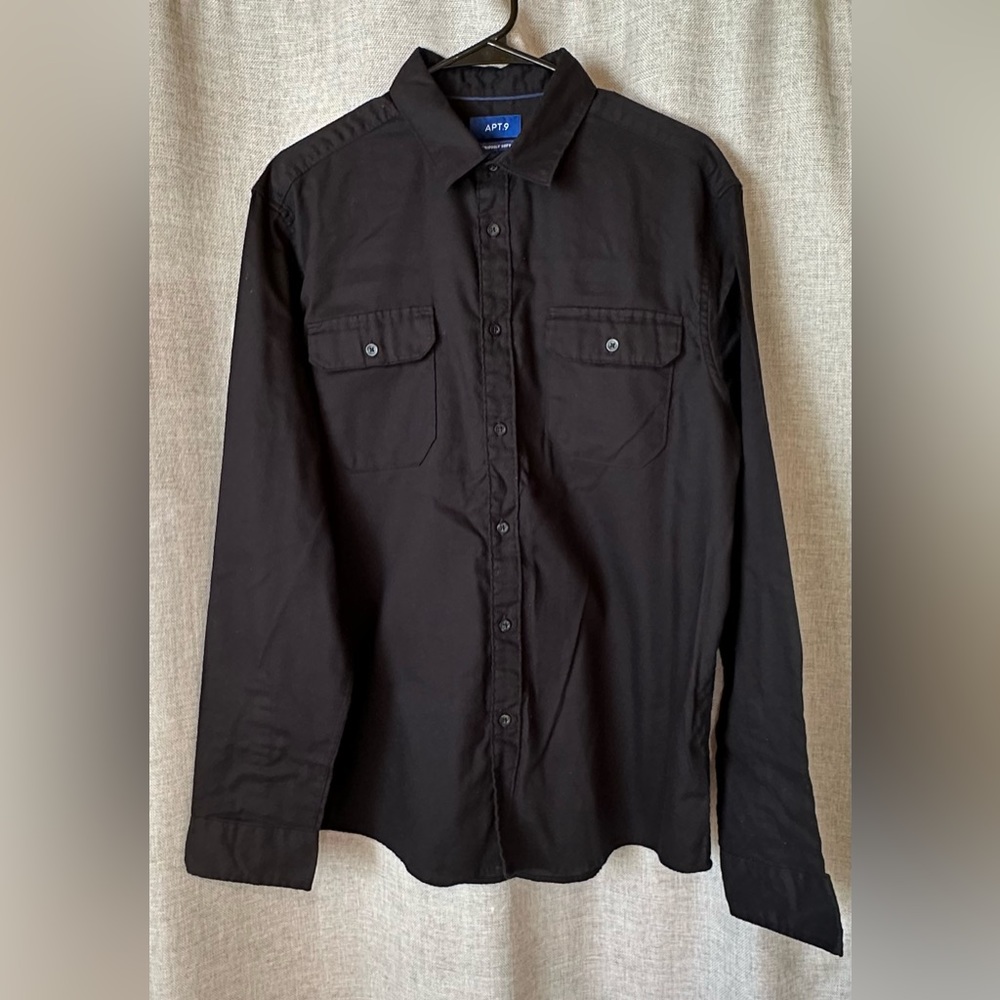 Apt. 9•Men’s long sleeve button-down•size XL•black•cotton blend